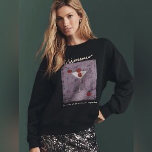 NWT Maeve Black Sweatshirt with Purple Cocktail Graphic